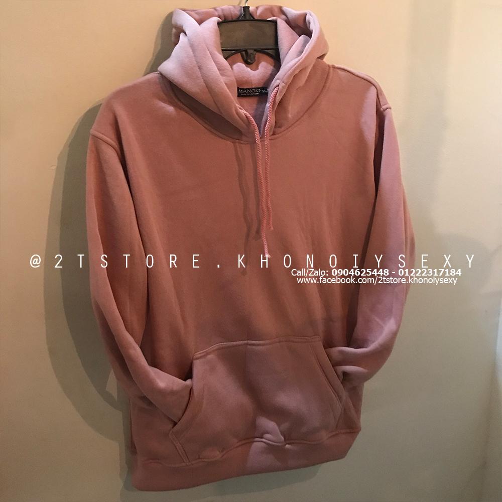 [HOT] Áo Khoác Nỉ Bông Hoodie Trơn Unisex  - Nón May Đắp 2 Lớp - Xỏ Ngón Cái (Hồng Ruốc)