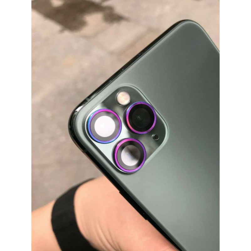 Dán từng mắt camera Kuzoom cho iPhone 12 Mini, 12, 12 Pro, 12 Pro Max, 11 Pro Max xanh titan 7 màu CẦU VỒNG  siêu đẹp