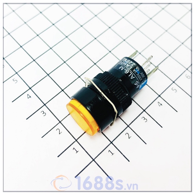 Nút nhấn đề có đèn 5 chân có đèn ( khoét phi 16mm) - 1688s.vn