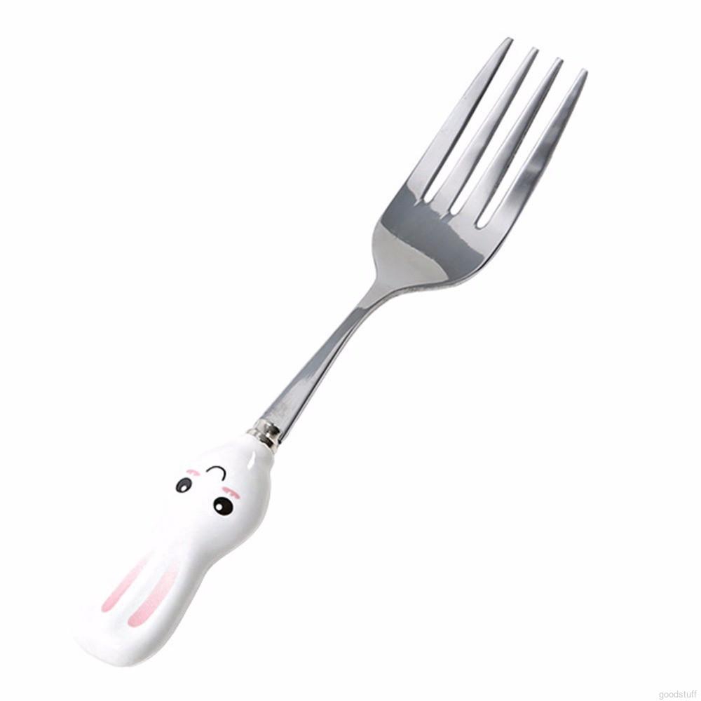 1pc Bộ muỗng nĩa hình thỏ và cà rốt cho bé（White Rabbit Fork）
