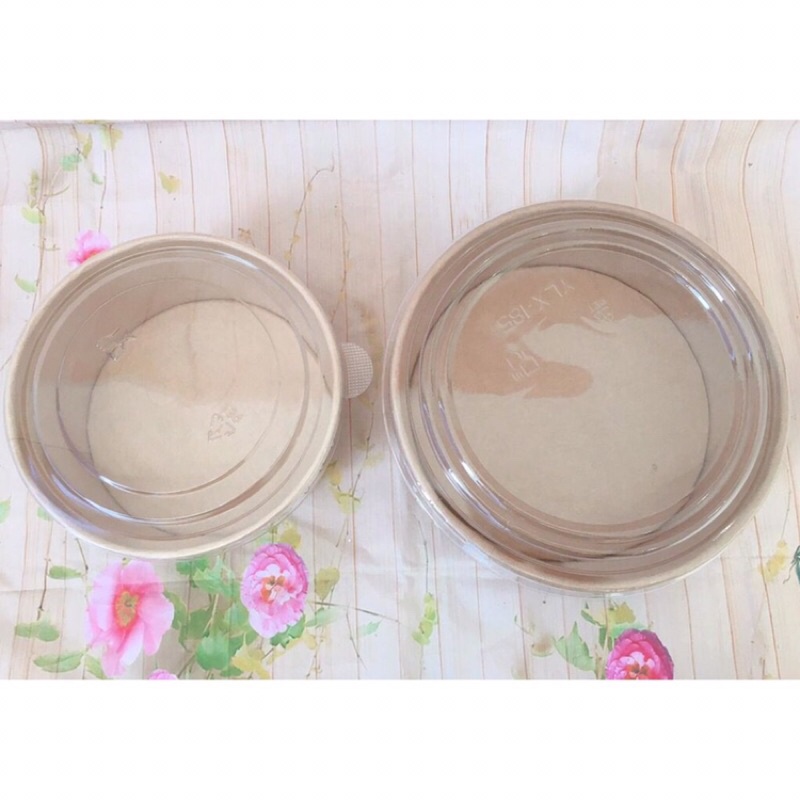 Hộp giấy tròn Kraft 750ml/ 1000ml kèm nắp Combo 10 hộp giấy tròn lắp nhựa trong đựng đồ ăn, bánh