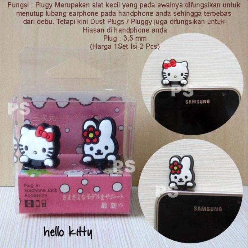 Bộ 2 Nút Bịt Tai Nghe Và Lỗ Cắm Tai Nghe Hình Hello Kitty Cho Điện Thoại/Máy Tính Bảng Etc 1 Bộ