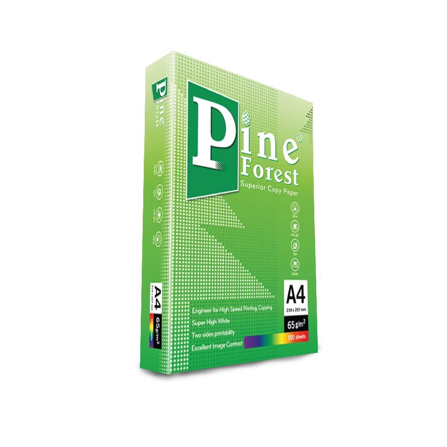 Giấy photo Pine Forest A4 ĐL 65g/m2 ( 500 tờ/1 ram ) Chuyên phục vụ văn phòng giá rẻ