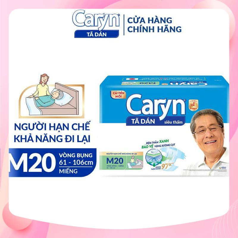 Bỉm người già  tả dán caryn, Tả người lớn siêu thấm  chống trào 4 chiều dành cho người cao tuổi full size 20 miếng