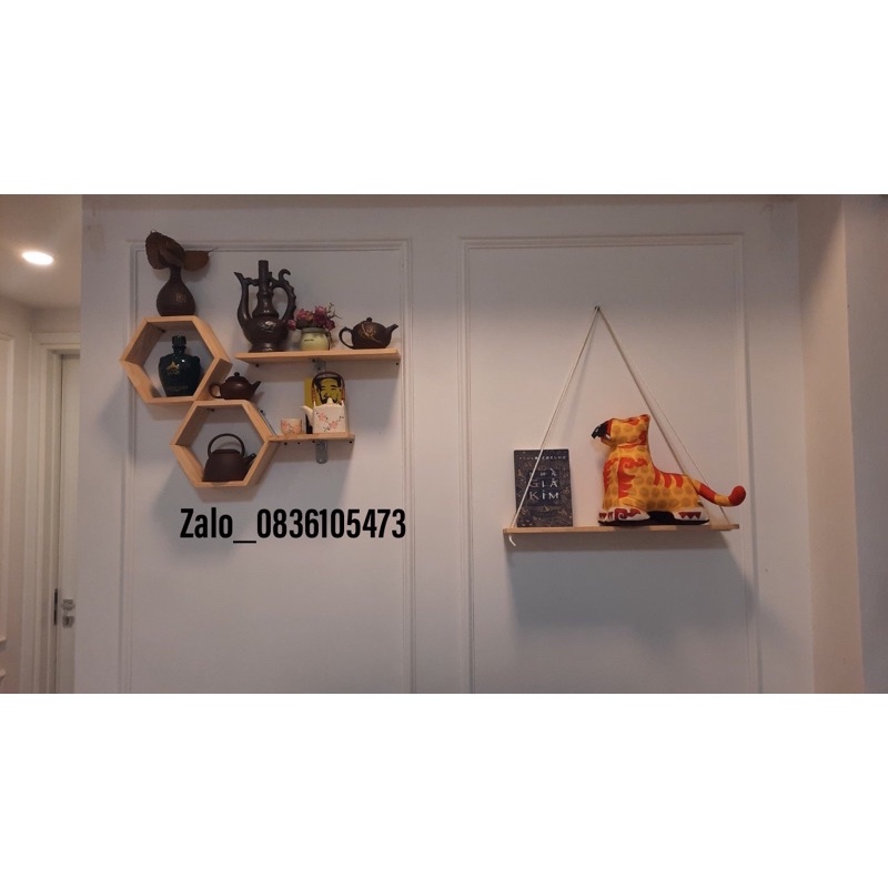 Kệ tổ ong bằng gỗ trang trí, kệ lục giác đã khoan lỗ tặng kèm đinh