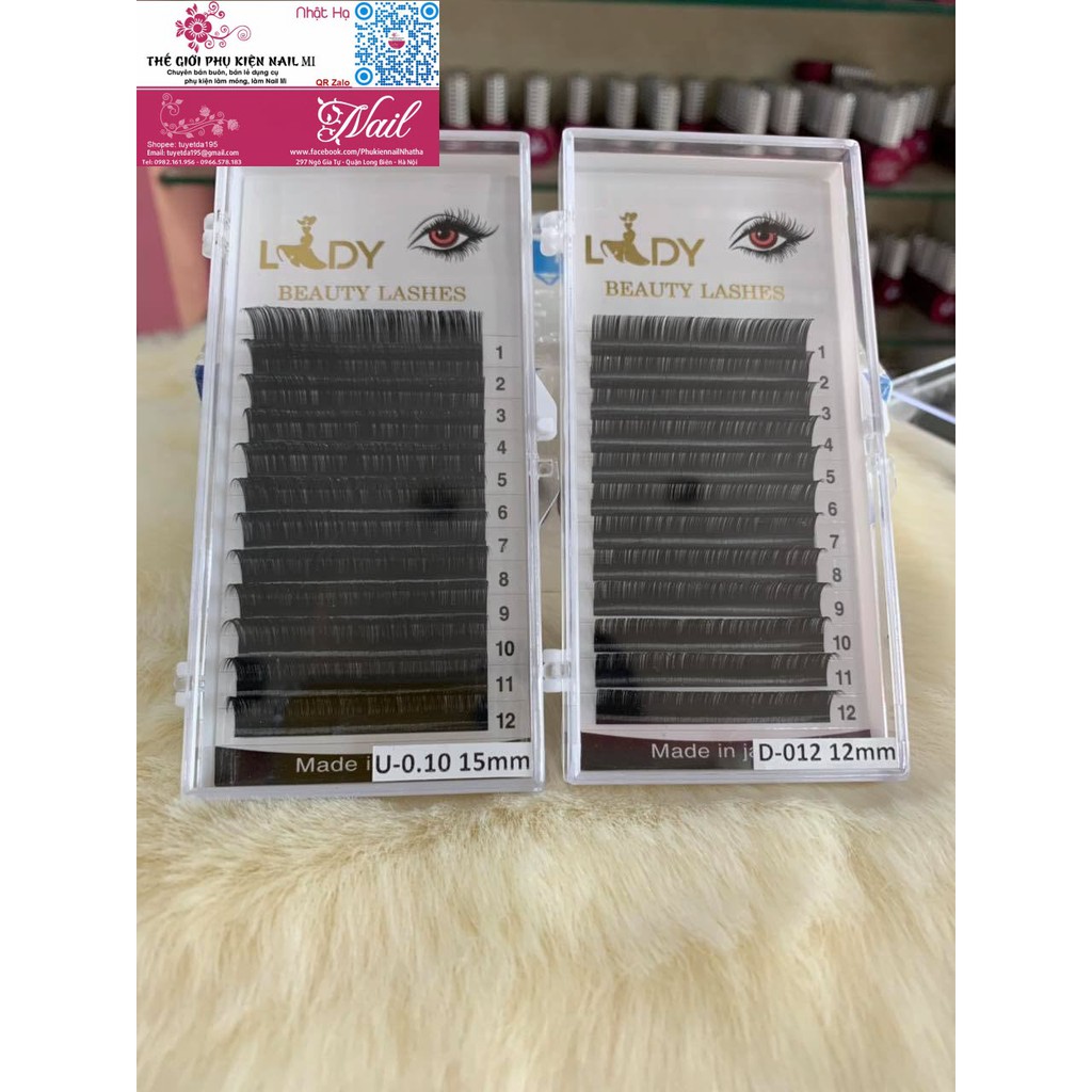 Mi Khay Lady Độ Cong D/U Volumn Classic Tạo Fan Nối Mi Đủ Các Độ Dày Chiều Dài - Lẻ 1 Khay