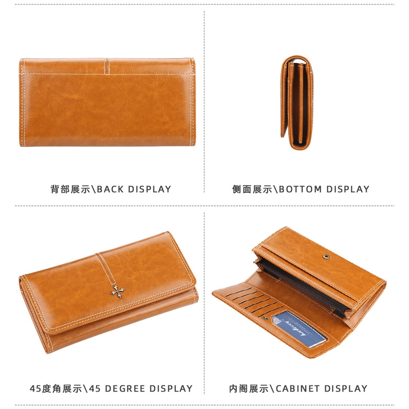 Baellerry Hàng Có Sẵn Ví Dài Đựng Thẻ Có Dây Kéo Sức Chứa Lớn Cho Nữ