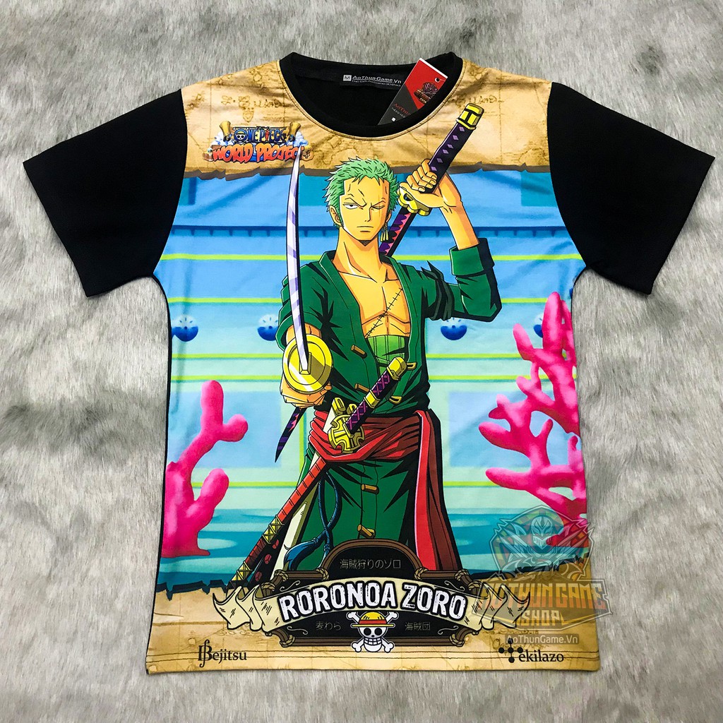 ☘️ Áo One Piece Zoro (3D Đen) Roronoa zoro A02, áo đảo hải tặc Anime Manga ☘️ (Shop AoThunGameVn)