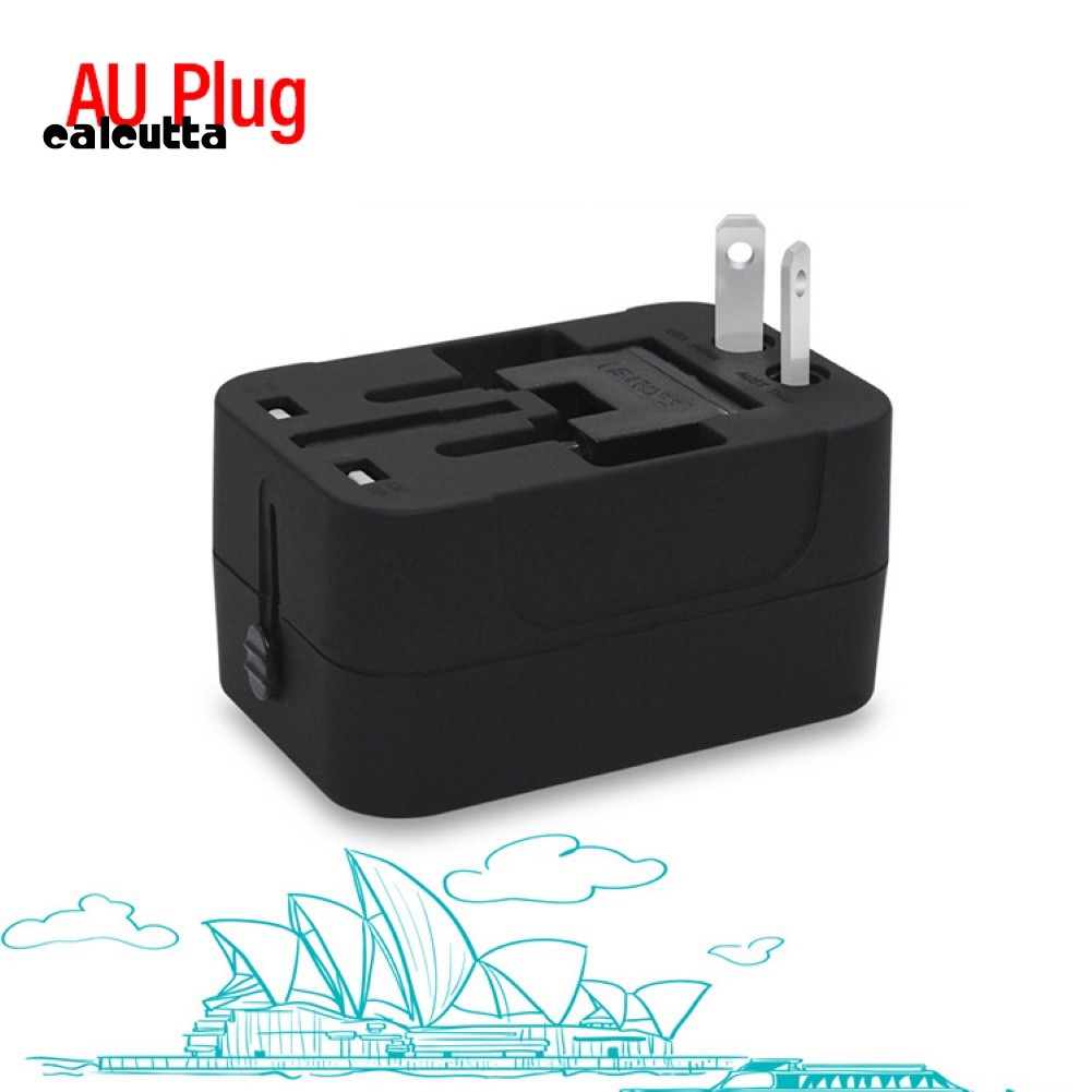 Bộ chuyển đổi ổ cắm US AU EU UK 2 cổng USB tiện lợi du lịch