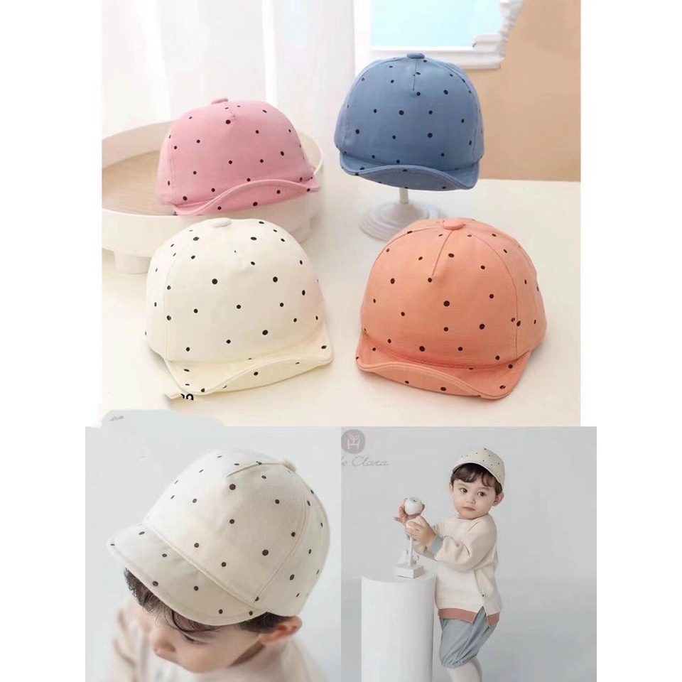 Nón Lưỡi Trai CHẦM BI Đáng Yêu phong cách Cho Bé 6 Tháng Đến 2,5 Tuổi