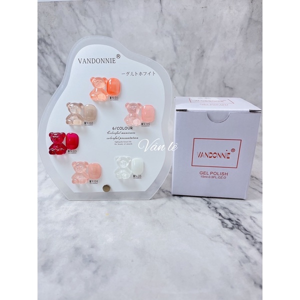 Sơn gel thạch móng tay nail set 6 màu tặng kèm bảng màu vandonnie