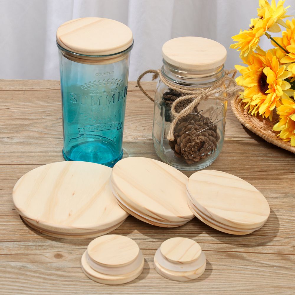 Nắp đậy cốc uống nước/ hũ/ bình hình tròn bằng gỗ nhiều kích cỡ lựa chọn