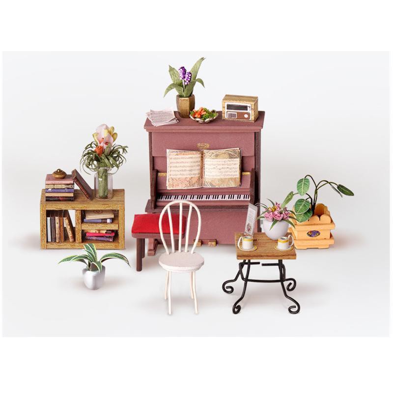Mô Hình Gỗ 3D Lắp Ráp ROBOTIME DIY Dollhouse Nhà Tí Hon Simon's Coffee DG109