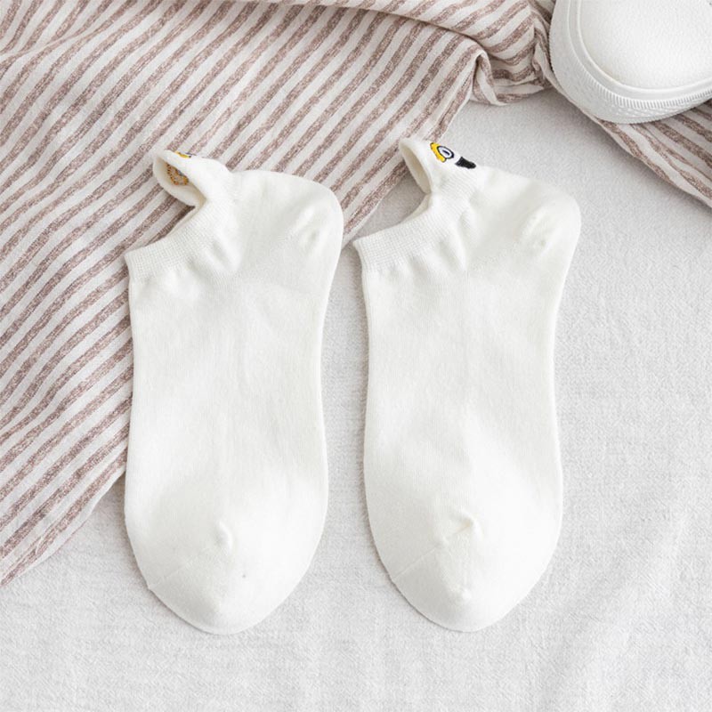 Vớ Cotton Mỏng Cổ Thuyền Thêu Họa Tiết Động Vật Hoạt Hình Dễ Thương Thời Trang Mùa Hè Cho Nữ