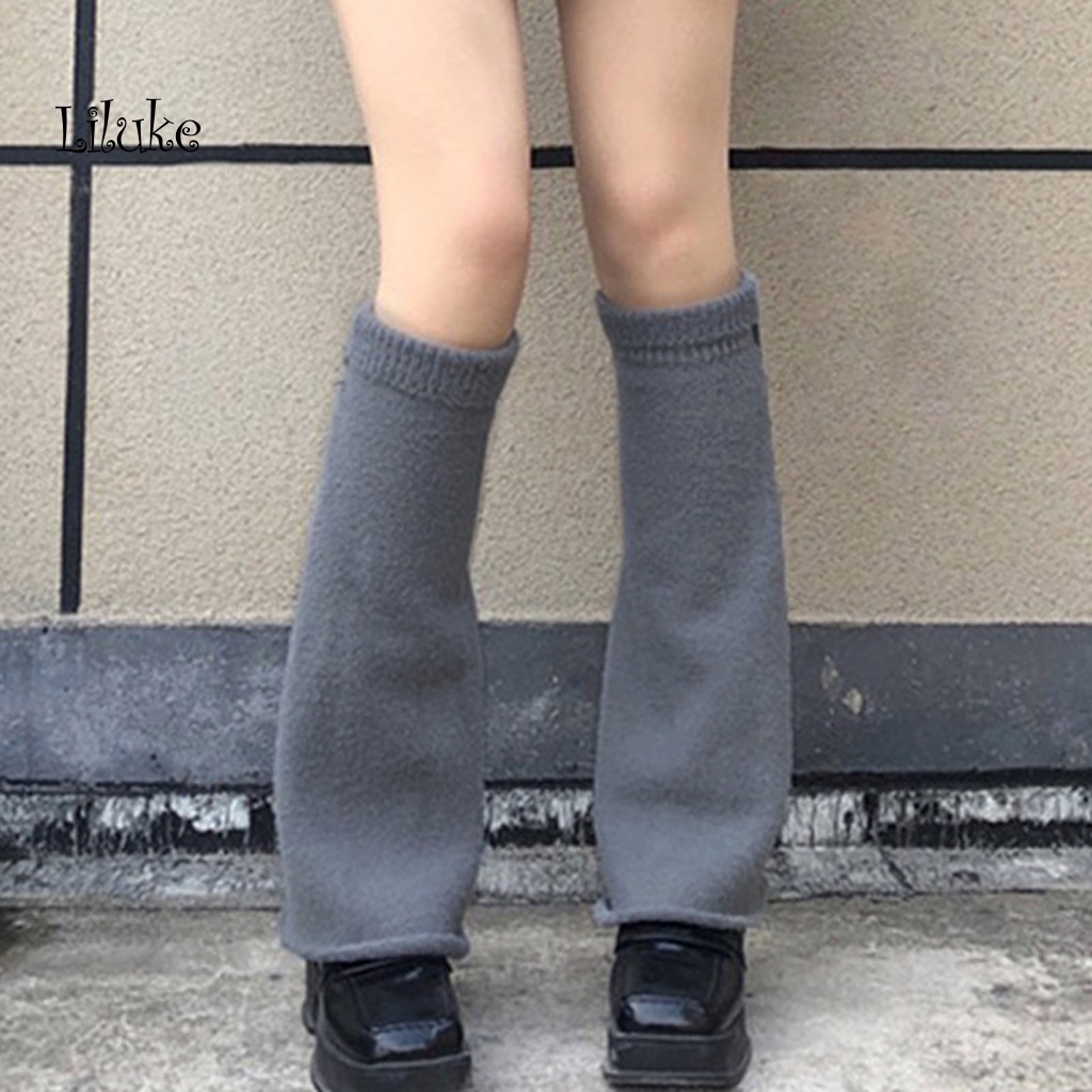 1 Đôi Vớ Ống Chân Chống Gió Màu Trơn Cho Nữ