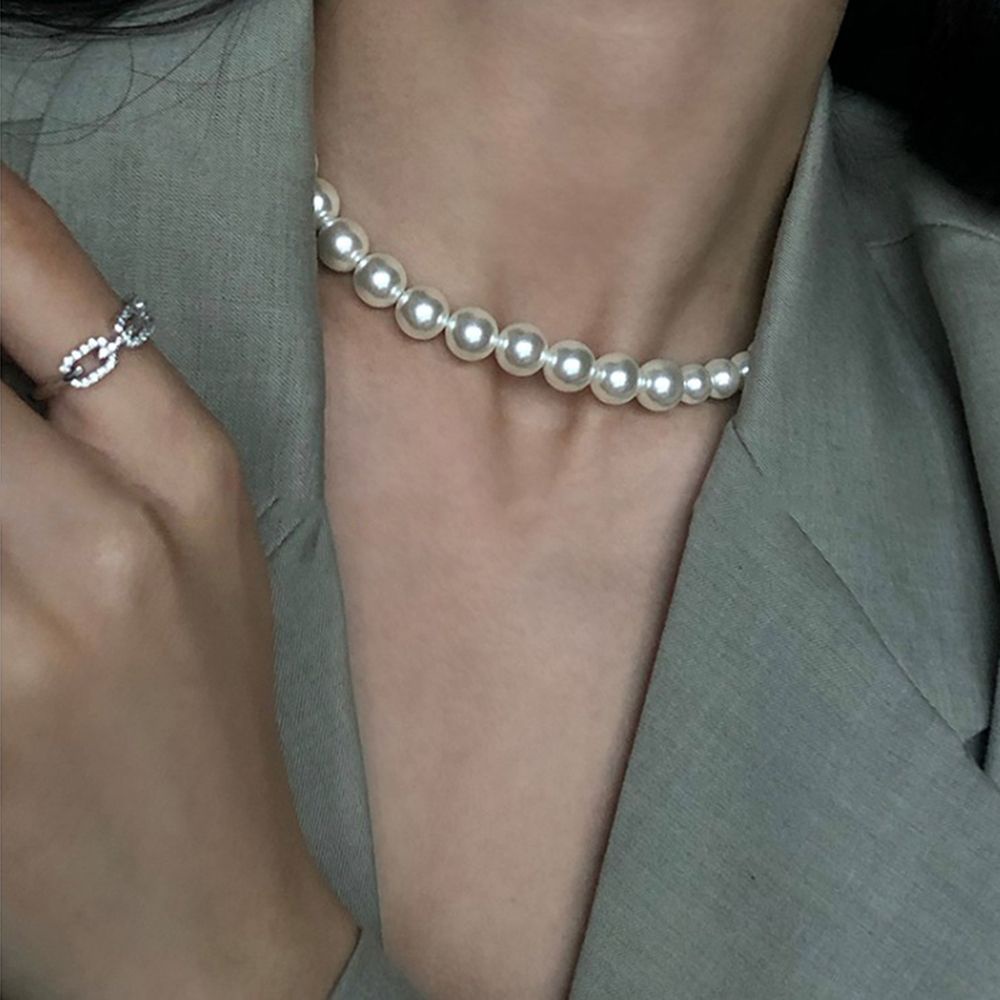 Vòng cổ dây xích ngọc trai phong cách punk thời trang cho nam