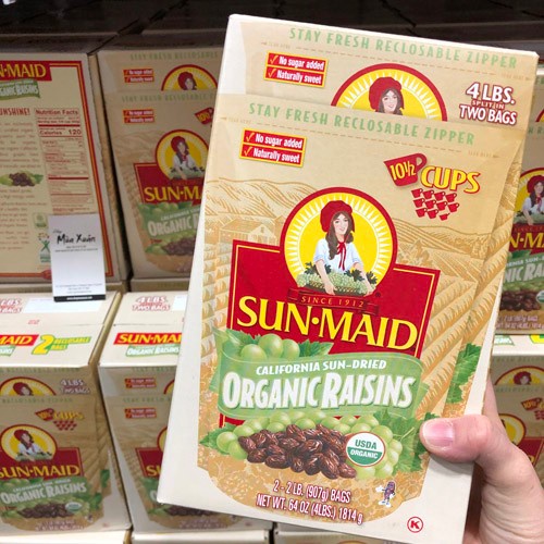 Nho xanh sấy khô hữu cơ Sunmaid 1,814kg của Mỹ