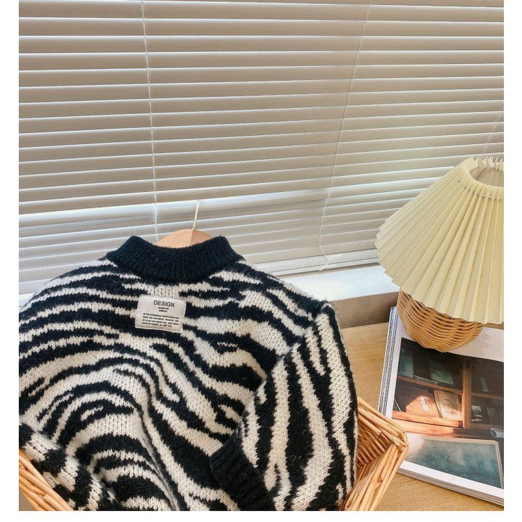 Áo len dệt kim cổ tròn dày dặn thời trang mùa đông mới cho bé trai và gái 2021