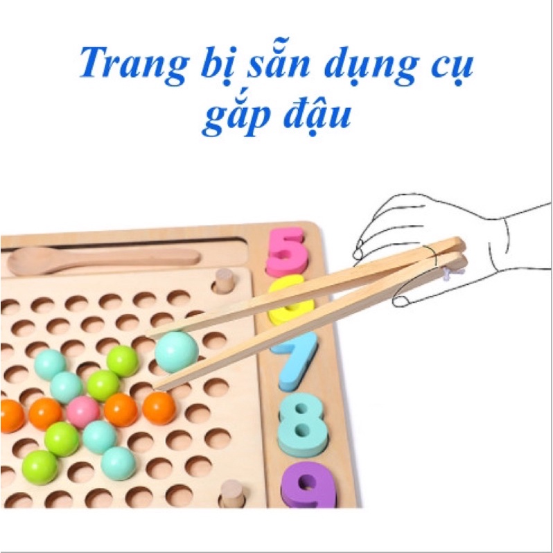 Đồ Chơi Gỗ Kết Hợp Câu Cá, Gắp Hạt, Xếp Hình Khối, Lắp Số Kèm Xâu Dây Cho Bé