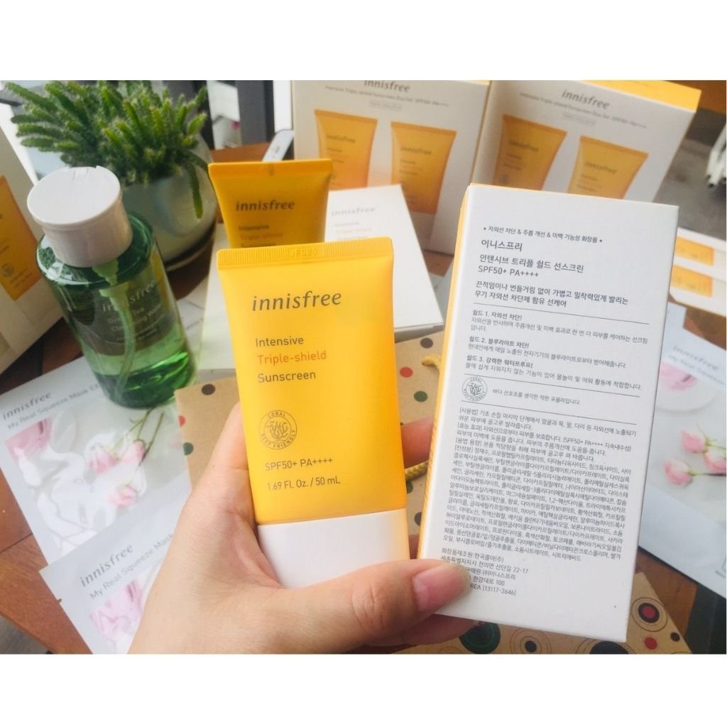 Kem chống nắng innisfree Triple HÀN QUỐC Kem chống nắng innisfree Intensive Triple shield chống thấm nước SPF50+