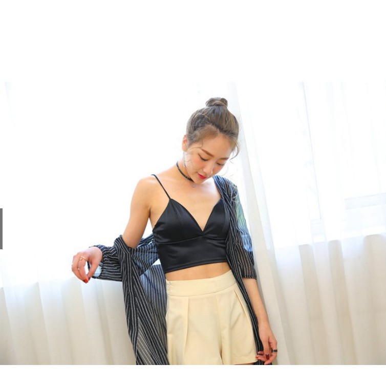 ÁO BRA LỤA PHI BÓNG 8 NẤC CÀI SIÊU SEXY 264