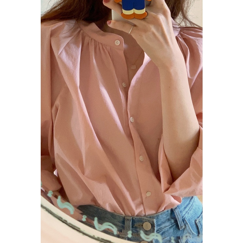 Áo tay dài cổ tròn kiểu dáng dễ thương cho nữ