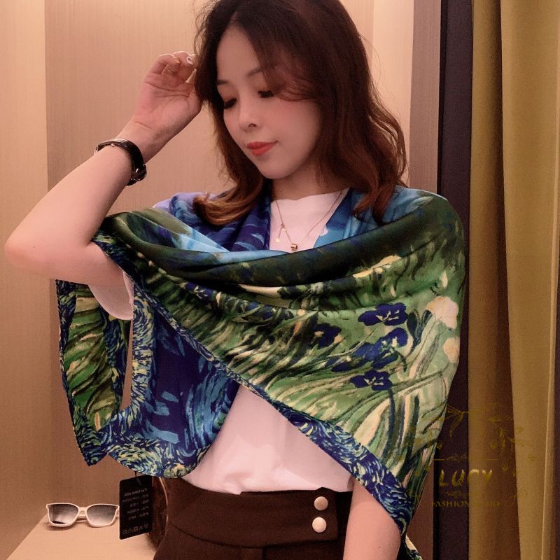 Khăn Choàng Vuông 110x110cm (43inch) Bằng Lụa Thủ Công Cho Nữ WJ1014-15
