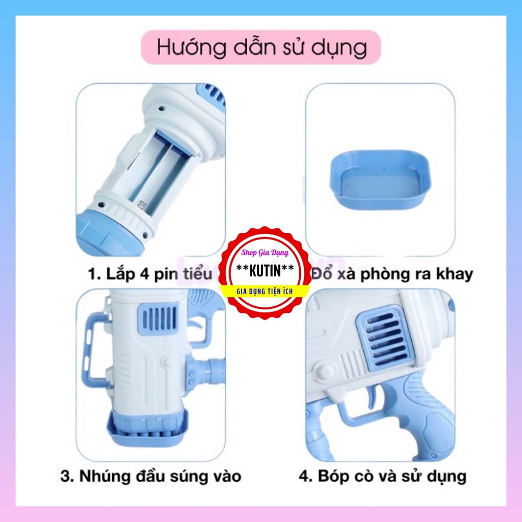 Súng Bắn Bong Bóng - Súng Bắn Bóng Xà Phòng Loại Lớn 32 Nòng Siêu Ngầu Cực Cool