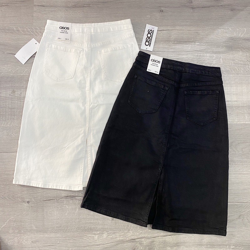 [Mã FADIRECT20 giảm 20K đơn 150K] Chân váy jeans midi Asos form chuẩn xinh, lưng cao trên rốn (hình thật) | BigBuy360 - bigbuy360.vn