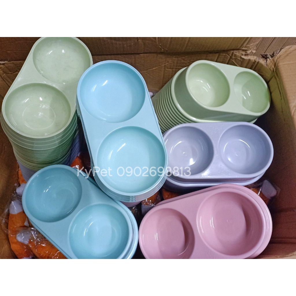 BÁT ĂN ĐÔI DÀNH CHO CHÓ MÈO- BÁT NHỰA SIÊU RẺ MÀU PASTEL CỰC XINH