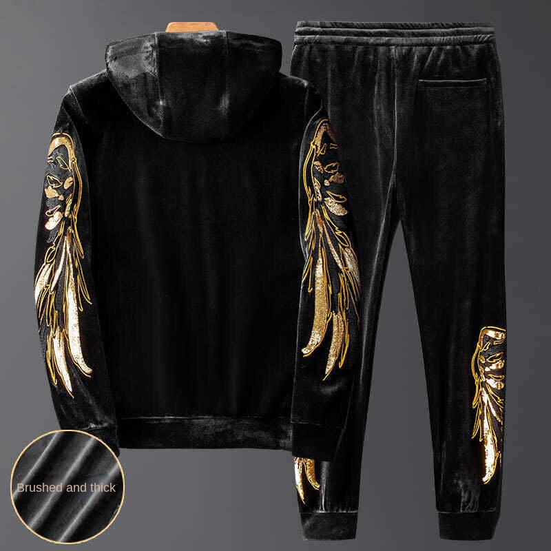 Set đồ thể thao vải nhung dày phong cách Hàn Quốc thời trang mùa đông cho nam