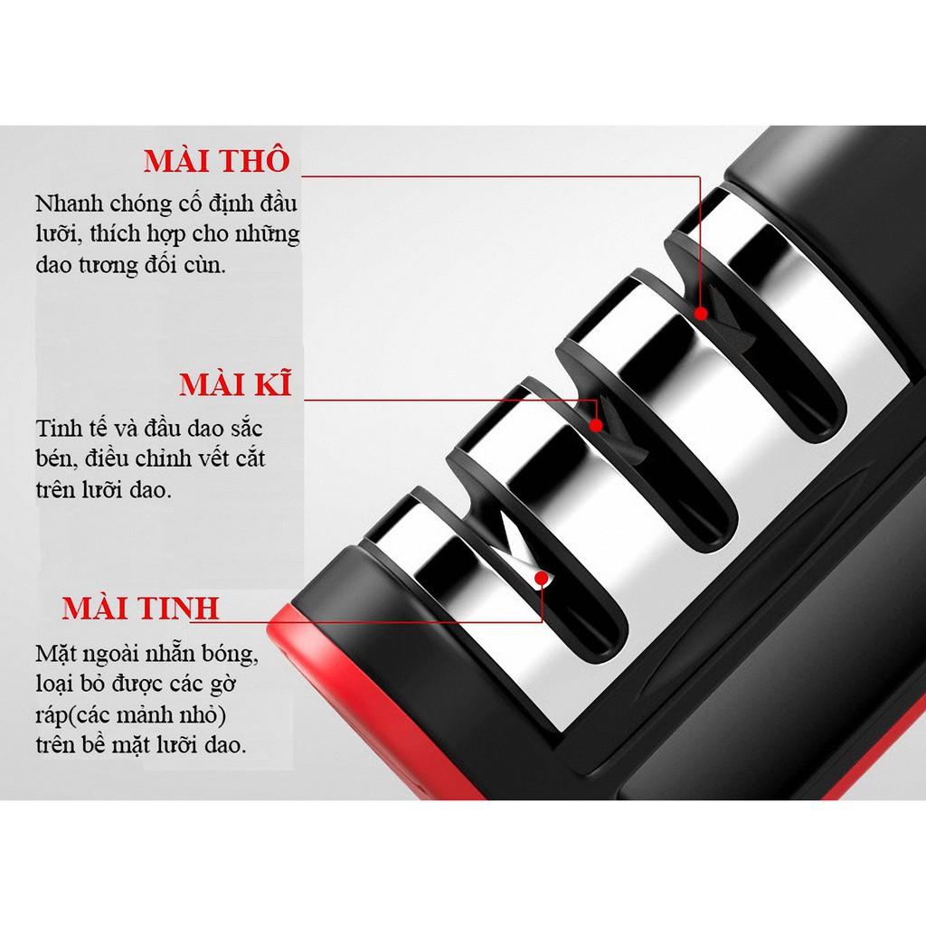 Dụng cụ mài dao kéo bộ mài dao cầm tay 3 rãnh cao cấp, Hộp Cài Dao Kéo Đa Năng
