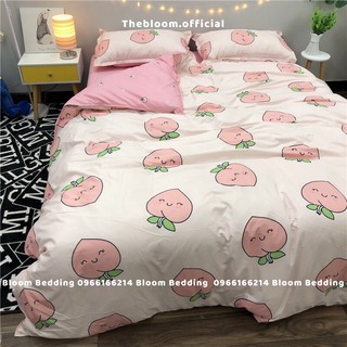 Set chăn ga gối cotton poly 4 món - quả đào hồng
