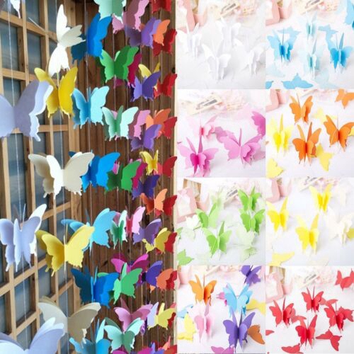 Dây phối hình bướm 3D bằng giấy dài 2.7M dùng trang trí tiệc