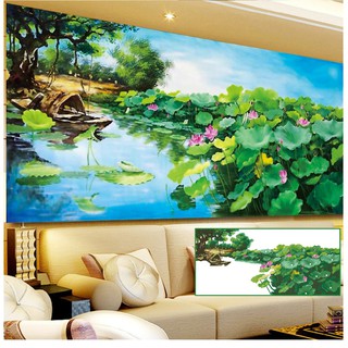 Tranh đính đá Đầm sen Y8059 120X65cm