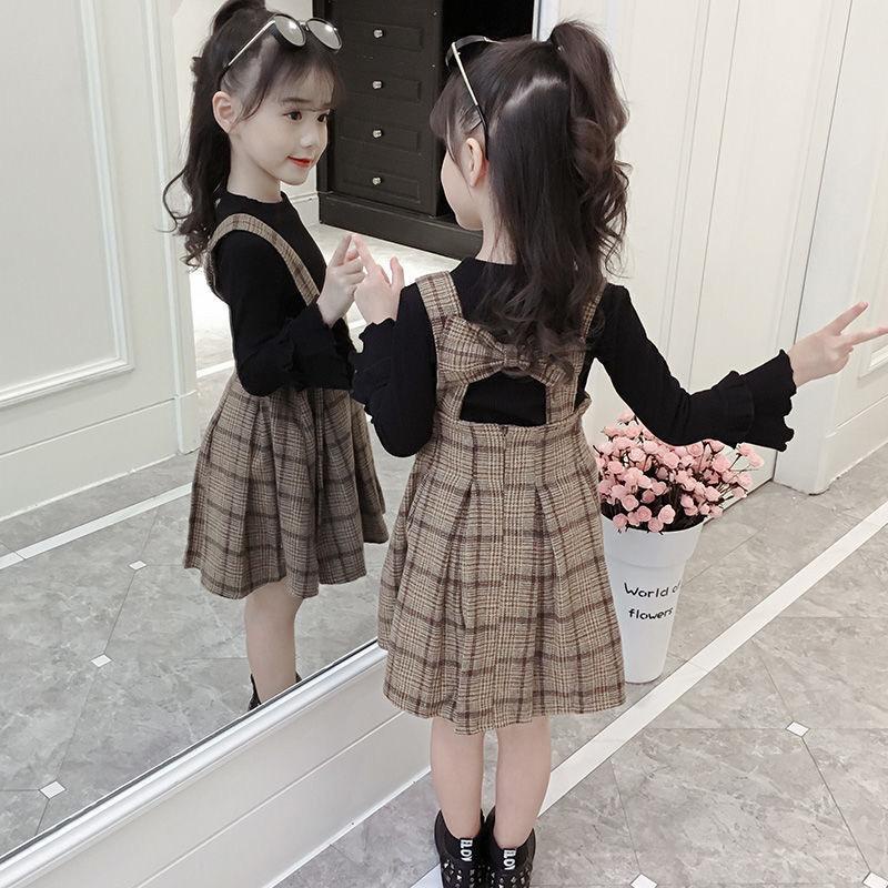 Bộ Đầm Công Chúa Hai Dây Kèm Áo Khoác Len Phong Cách Phương Tây Thời Trang Xuân Thu Cho Bé Gái
