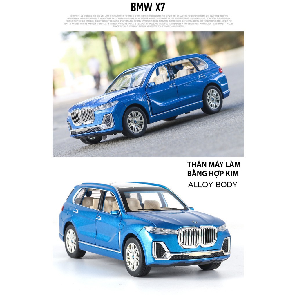 Xe mô hình tỉ lệ 1:24 BMW X7 thân xe bằng hợp kim, mở 6 cánh cửa