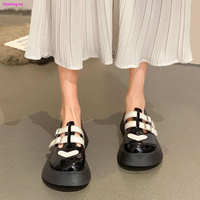 ♕☇❧Giày Da Đế Dày Chống Trượt Cài Khóa Thời Trang Mùa Xuân 2022 Cho Nữ
