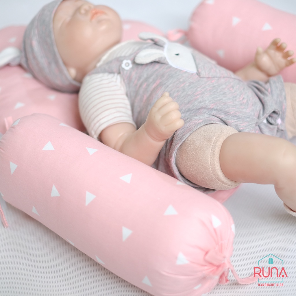 Bộ gối chặn bông chống giật mình cho bé sơ sinh RUNA KIDS chất liệu cotton Hàn 100% cao cấp thoáng mát an toàn cho da bé