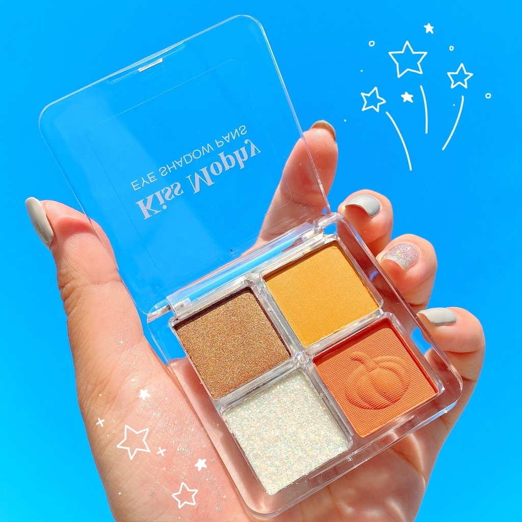 Bảng phấn mắt kim tuyến nhũ ngọc trai bí ngô chống nước không phai màu xinh xắn cho học sinh