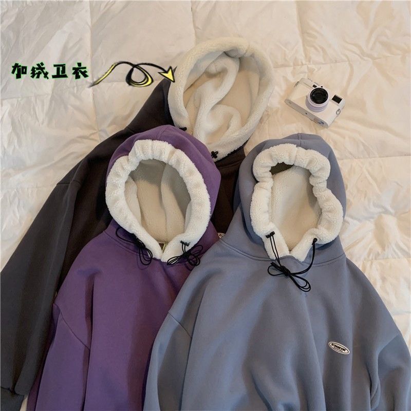 Áo hoodie nam nữ mũ lót lông cừu ấm áp- Ảnh thật | BigBuy360 - bigbuy360.vn