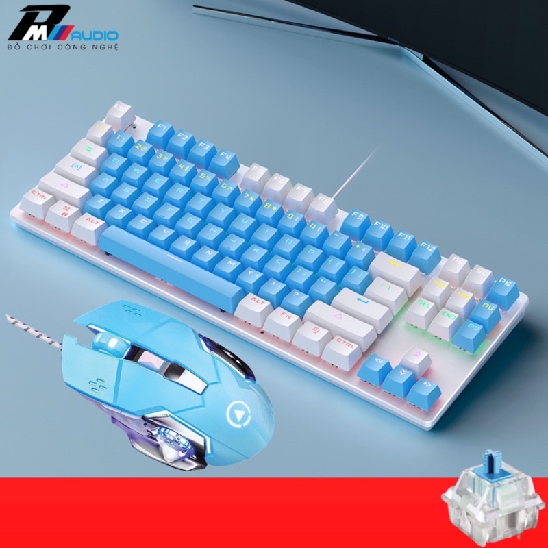 COMBO Bàn Phím Cơ K400-PRO 87 Nút Kèm Chuột G15 YINOIAO Dùng Cho Máy Tính Laptop LED RGB Tự Đổi Màu Nhiều Chế Độ