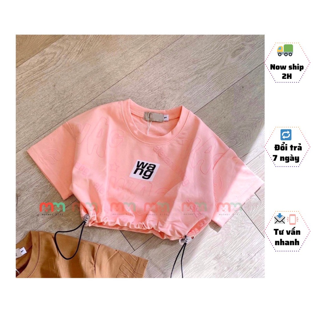 Áo croptop bé gái dây rút cá tính thun cotton mềm mịn co dãn cho bé 12kg đến 56kg