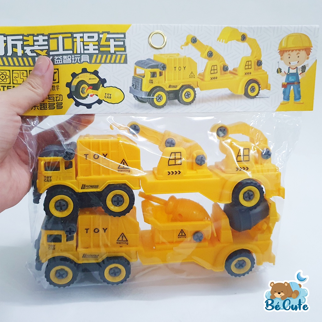 Đồ Chơi Trẻ Em Xe Lắp Ráp Kiểu Dài Có 6 Bánh Kèm Vít Túi 8699-4  Màu Vàng Và Túi 8699-2 Màu Đỏ Dành Cho Bé Trai