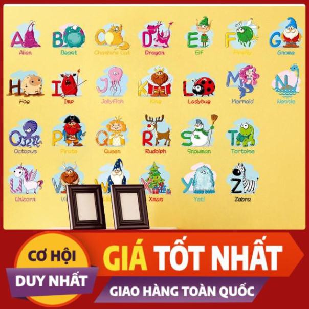 [HANG UY TÍN - GIÁ RẺ] Decal trang trí tường - Bảng Chữ Cái Hoạt Hình vui nhộn