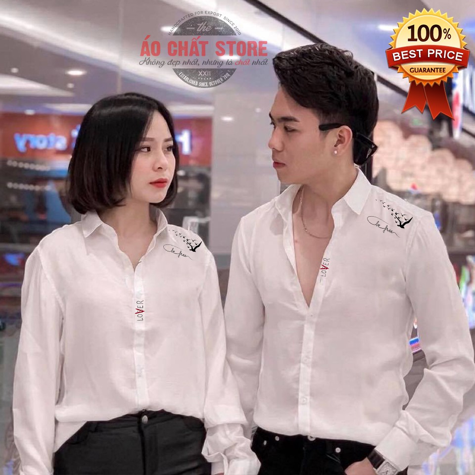 Áo Sơ Mi Cặp Đôi Lover Cao Cấp | Áo Đôi Nam Nữ Đẹp C37 (Ảnh thật)