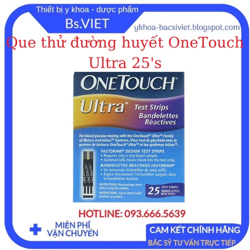 Que thử đường huyết OneTouch Ultra 25's đo đường trong máu chính xác, cho kết quả nhanh để theo dõi sức khỏe tốt- Bsviet