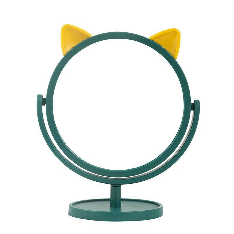 Gương để bàn trang điểm tai mèo xoay 360 độFREESHIPgương để bàn