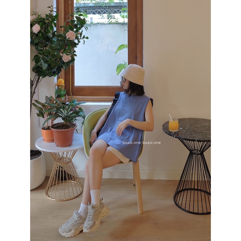 Áo tanktop dáng rộng Hàn Quốc, áo không tay Bazic one