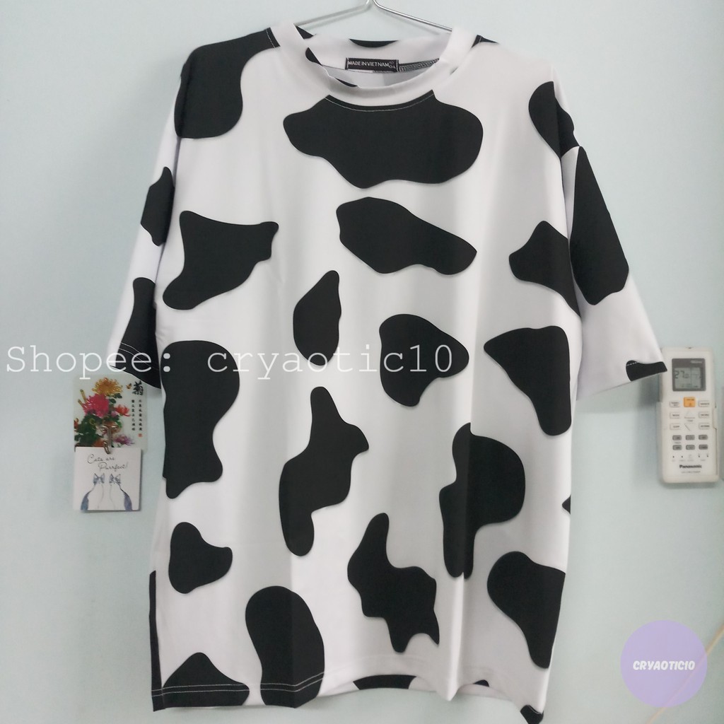 [Kèm hình thật] Áo tay lửng bò sữa 3D V4 in toàn thân unisex
